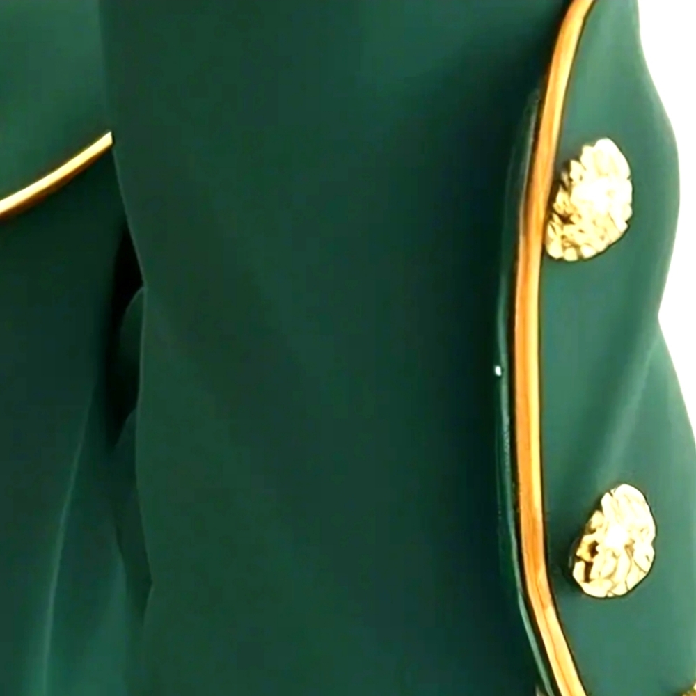 Elegant Women's Short Jacket with Decorative Ribbon & Button Details-Long Sleeve - Picture 4 of 5
